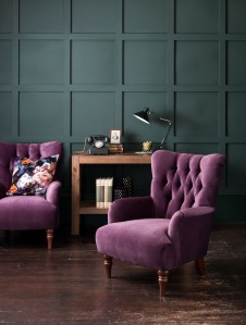 marksandspencer purple statement chairs and charcoal wall